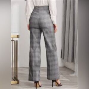 Larry Levine Stretch Glen Plaid Wide Leg Trousers